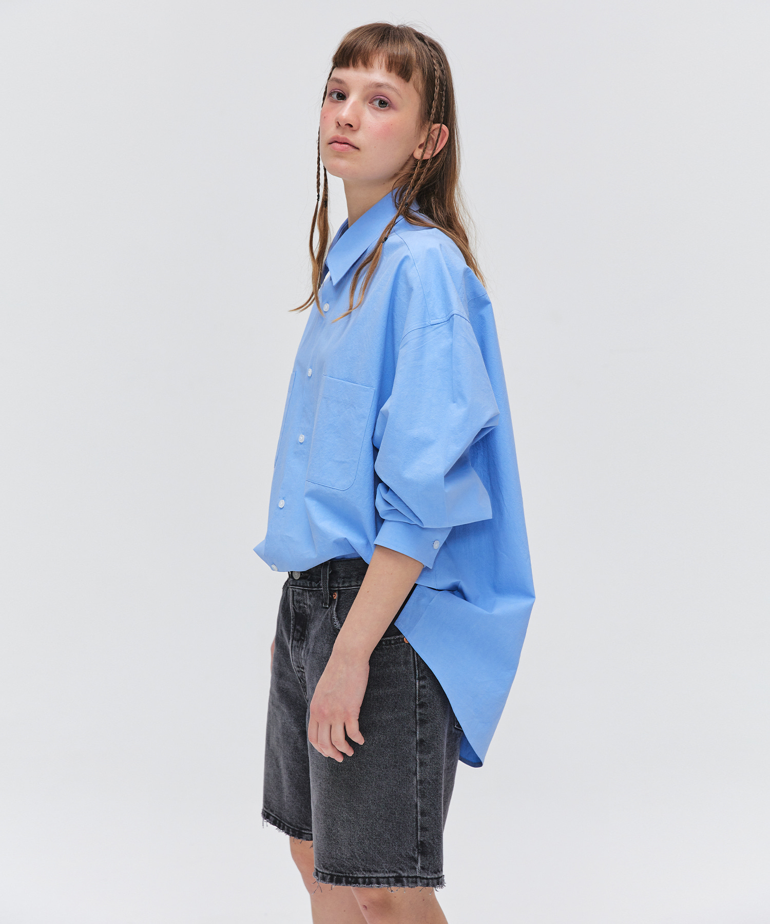 Paper Cotton Two Pockets Shirts - Sky Blue