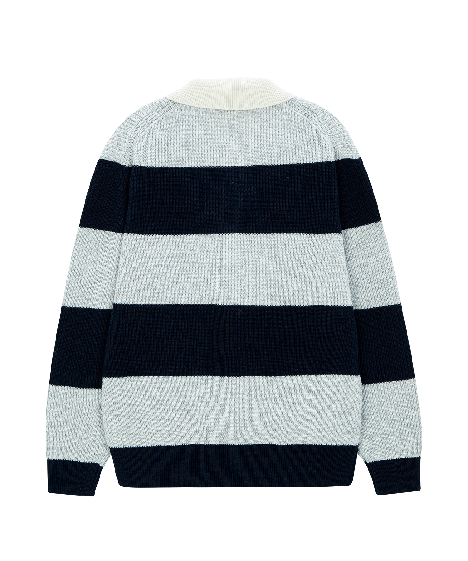 Overfit Rugby Polo Knit - Navy Stripe