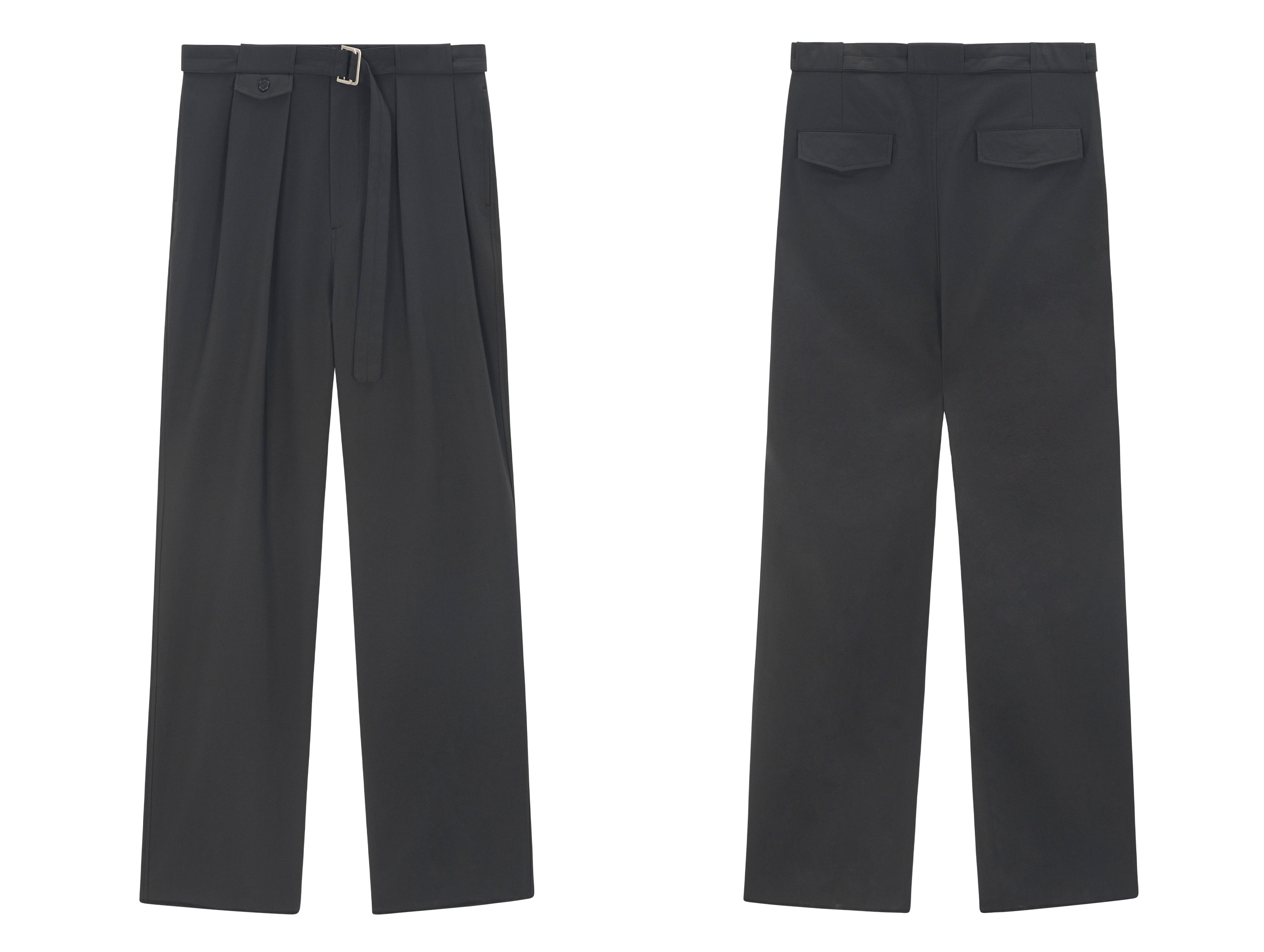 [W-FIT] Belted Pocket Wide Pants - Black
