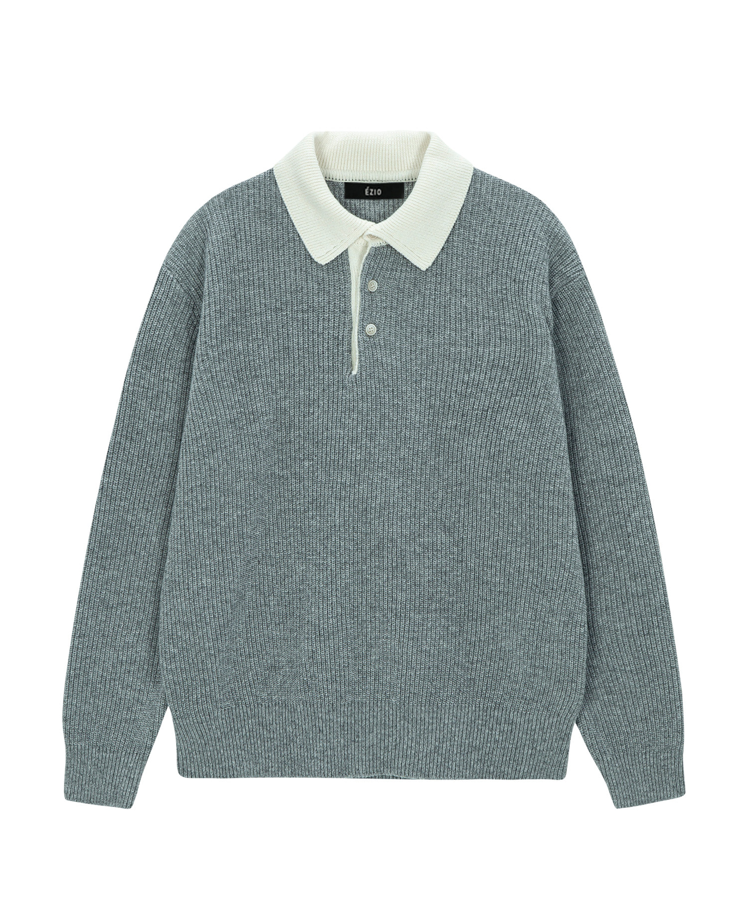 Overfit Rugby Polo Knit - Grey